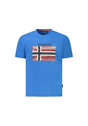 Blue Cotton Men T-Shirt - M