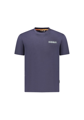 Blue Cotton Men T-Shirt - S
