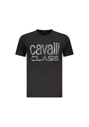 Black Cotton Men T-Shirt - L