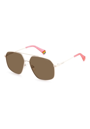 Beige Stainless Steel Sunglasses