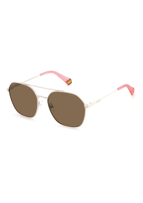 Beige Stainless Steel Sunglasses