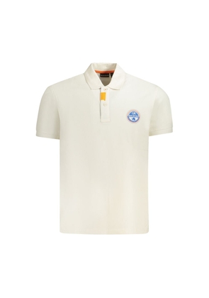 White Cotton Men Polo Shirt - S