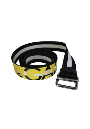 Black Yellow Logo Striped Metal Buckle Belt - 90 cm / 36 Inches