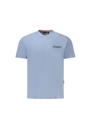 Light Blue Cotton Men T-Shirt - S
