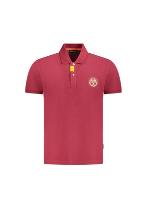 Red Cotton Men Polo Shirt - S