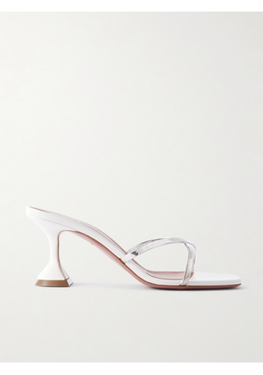 Amina Muaddi - Henson Embellished Mirrored-leather Mules - White - IT35,IT36,IT36.5,IT37,IT37.5,IT38,IT38.5,IT39,IT39.5,IT40,IT40.5,IT41,IT41.5,IT42