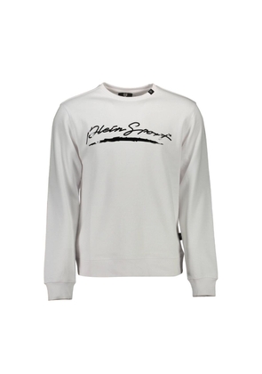 White Cotton Men Sweater - S