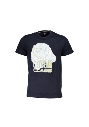 Blue Cotton Men T-Shirt - M