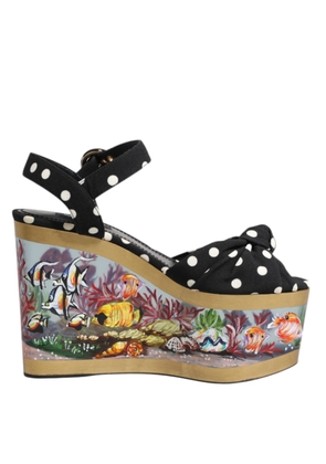 Multicolor Fish Polka Dot Wedge Sandals Shoes - EU37/US6.5