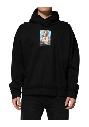 Black Printed Hoodie Crystal Embellished Jacket - XL