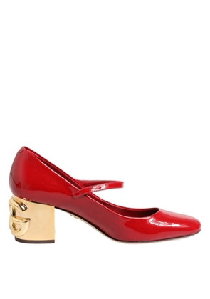 Red Leather DG Logo Heels Sandals Shoes - EU35.5/US5