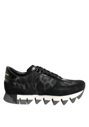 Black Gray Leopard Low Top Sneakers Shoes - EU36.5/US6
