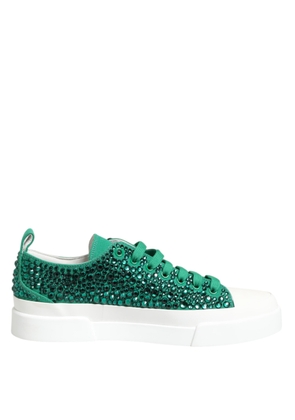 Green Portofino Crystal DG Logo Sneakers Shoes - EU41/US10.5