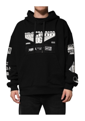 Black Cotton DG Milano Logo Print Hoodie Sweater - XL