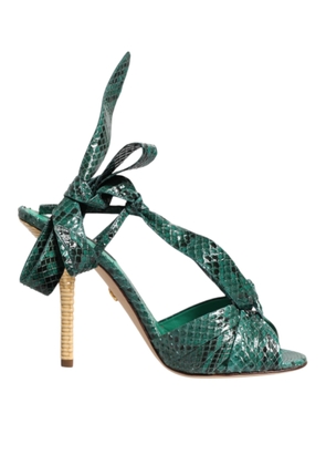 Green Python Leather Heels Sandals Shoes - EU41/US10.5