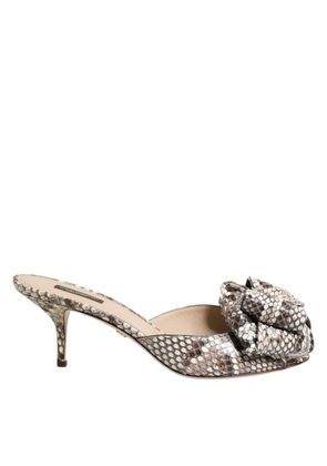 Multicolor Keira Bow Leather Peep Toe Mules Shoes - EU36/US5.5