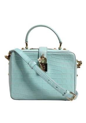 Mint Green Embossed Leather Padlock Shoulder Bag