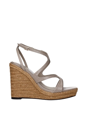Gray Leather Wedges Sandals - EU37.5/US7.5