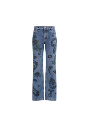 Flower and bee print flare Jeans - 26