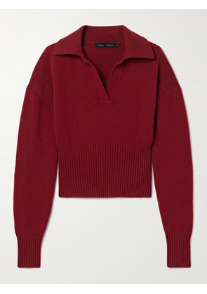 Proenza Schouler - Jeanne Ribbed Cashmere And Wool-blend Polo Sweater - Red - x small,small,medium,large