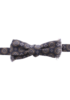 Blue Silk Baroque Fantasi Tied Bow Tie Papillon