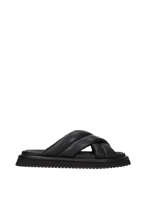 Dolce & Gabbana Black Leather Slippers Sandals - EU40/US7