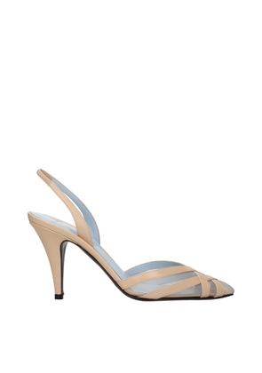 Beige Leather Stiletto Heels Sandals - EU36/US6