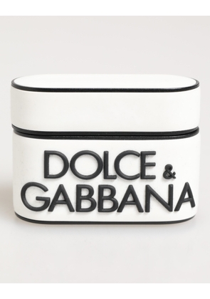 White Black Rubber Logo Embossed Accessory Airpods Case