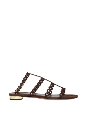 Brown Leather Flat Sandals - EU38/US8