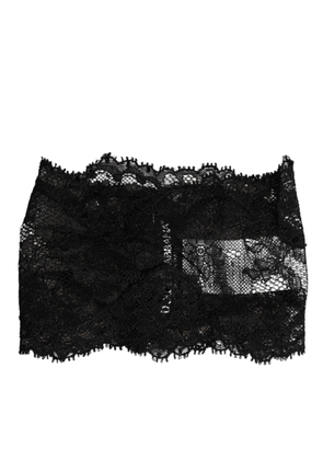 Black Lace Bandeau Bustier Top Sheer Stretch Underwear - S