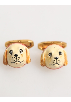Brass Gold Tone Dog Puppy Men's Accessories Cufflink