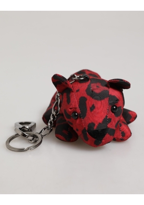 Red Black Polyester Animal Silhouette Keychain Keyring