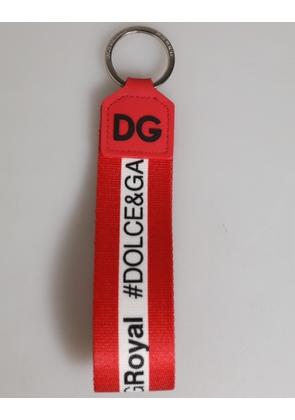 Red Logo Polyester Silver Brass Holder Keychain Men Keyring