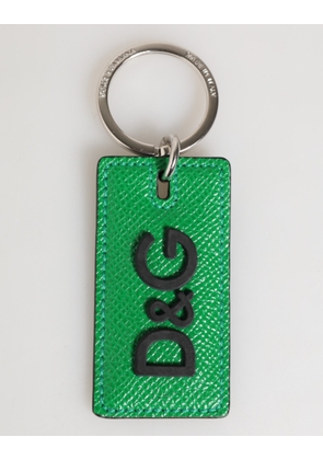 Green Leather Logo Metal Ring Keychain Holder Men Keyring