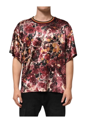 Multicolor Polyester Marble Print Oversize T-shirt - S
