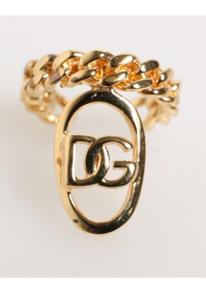 Gold Tone Brass Oval DG Logo Chain Adjustable Ring