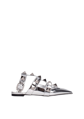 Valentino Garavani Gray Leather Flat Sandals - EU36/US6