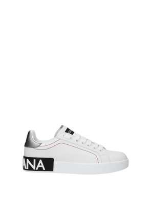 Dolce & Gabbana White Leather Low Tops - EU35.5/US5.5