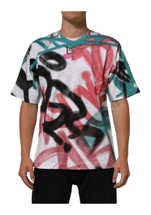 Dolce & Gabbana White Graffiti Crew Neck Short Sleeves T-shirt - M