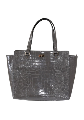 Grey Croc Embossed Leather Elissa Bristol Drive Tote Handbag Bag