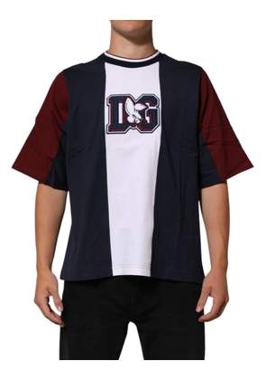 Dolce & Gabbana Multicolor Striped Cotton Men Crew Neck T-shirt - M