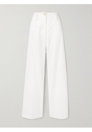 Patou - Embroidered Cotton-twill Straight-leg Pants - White - FR 34,FR 36,FR 38,FR 40,FR 42,FR 44