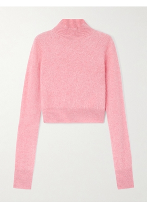 Sportmax - Gubbio Cropped Brushed Cashmere Turtleneck Sweater - Pink - x small,small,medium,large
