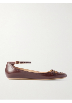 Chloé - Misty Laser-cut Leather Ballet Flats - Burgundy - IT36,IT36.5,IT37,IT37.5,IT38,IT38.5,IT39,IT39.5,IT40,IT40.5,IT41