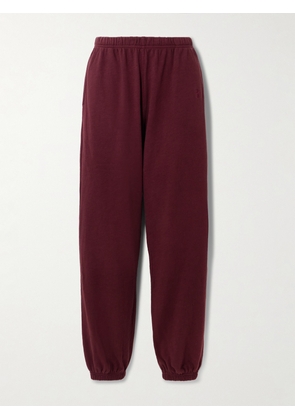 ÉTERNE - Vinny Embroidered Tapered Cotton-jersey Track Pants - Burgundy - x small,small,medium,large,x large