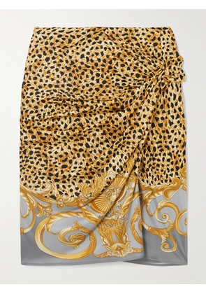 Versace - Gathered Printed Jersey Skirt - Multi - IT36,IT38,IT40,IT42,IT44,IT46,IT48,IT50