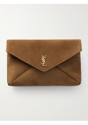 SAINT LAURENT - Cassandre Xxl Envelope Suede Clutch - Brown - One size