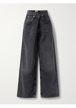 AGOLDE - Vana Draped Low-rise Wide-leg Jeans - Black - 23,24,25,26,27,28,29,30,31,32