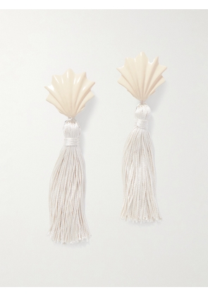 Julietta - Biarritza Resin And Cord Clip Earrings - Ivory - One size