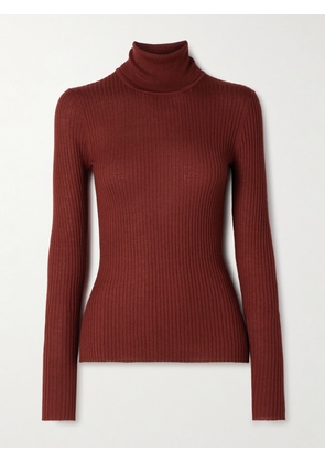 Gabriela Hearst - Peppe Ribbed Cashmere And Silk-blend Turtleneck Sweater - Burgundy - x small,small,medium,large,x large